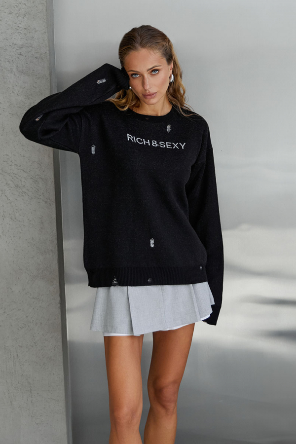 Sweter oversize z haftem Rich&Sexy w kolorze czarnym 1